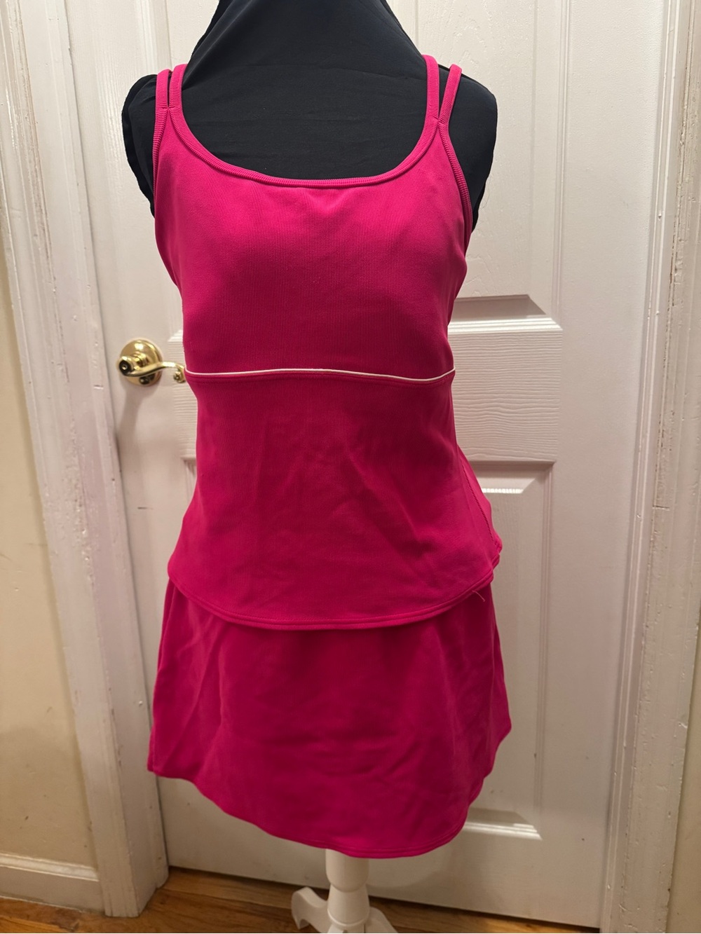 Lands’ End Hot Pink Swim Set Tank Top Skirt 14/18